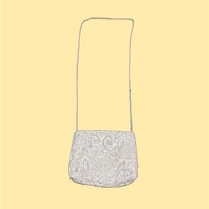 La Regale White Beaded Purse